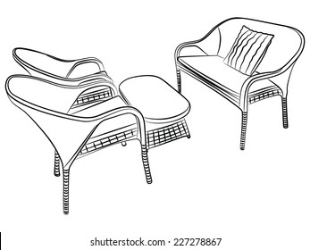 furniture, armchairs, table 