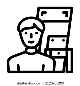 Möbelmonteur Linie Symbol Vektorgrafik. Möbelmonteur-Schild. isoliertes Kontursymbol