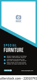 Furniture banner design. Abstract style vertical shape layout for property promotion