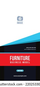 Furniture banner design. Abstract style vertical shape layout for property promotion