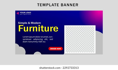 Furniture banner template for ads. Web banner for promotion on social media