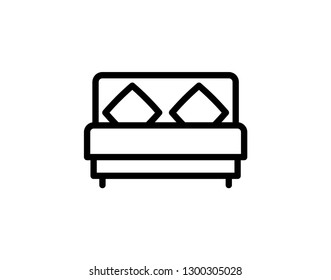 Furniture Bed Blue Line Icon On White Background - Vector 