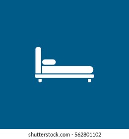 Furniture Bed Flat Icon On Blue Background