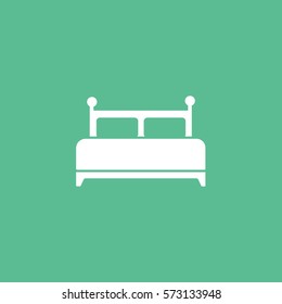 Furniture Bed Flat Icon On Green Background