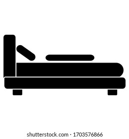 Furniture bed icon in trendy silhouette style design. Flat vector illustration isolated on white background.