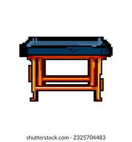 furniture bench bedroom game pixel art retro vector. bit furniture bench bedroom. old vintage illustration