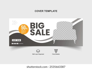 Furniture Big Sale Cover Template Design. Modern Furniture Banner. Corporate Banner