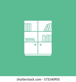 Furniture Bookcase Flat Icon On Green Background
