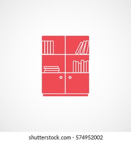 Furniture Bookcase Red Flat Icon On White Background