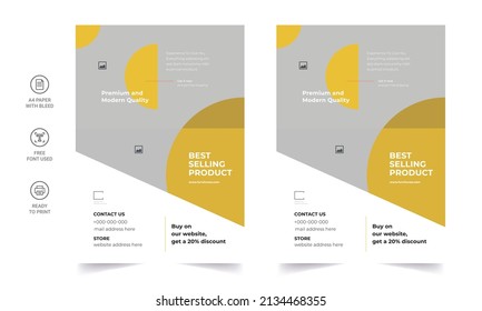 Furniture brochure design vector template in A4 size. Flyer of a furniture store, apartment, promotion, sale, ads. Vector illustration for banner, poster, flyer, cover, menu, brochure.	