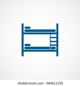 Furniture Bunk Bed Blue Flat Icon On White Background