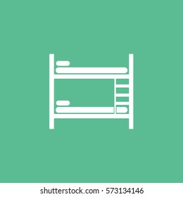 Furniture Bunk Bed Flat Icon On Green Background