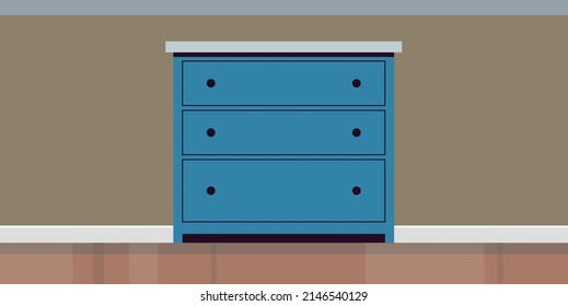 Furniture cabinet and home drawer design flat vector illustration.