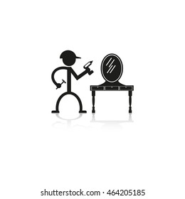 Furniture and cabinet Master. Vector icon.