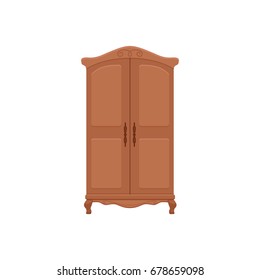 Furniture cartoon vector illustration. Wood wardrobe flat style isolated icon. Room interior element cabinet to create apartments design, promotions, advertisement 
