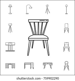 Furniture Chair icon. Set of household accessories icons. Signs, outline furniture collection, simple thin line icons for websites, web design, mobile app, info graphics On White Background