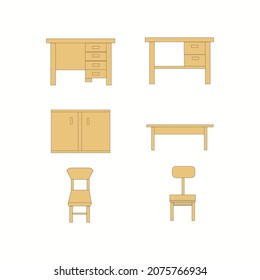 furniture chair table wardrobe interior,vector, illustration.