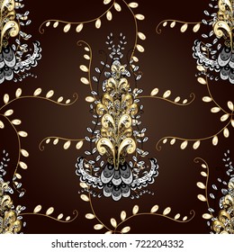 Furniture in classic style. Patina. Luxury furniture. Carving. Brown, black and white tree with gold trim. Pattern on brown, black, white colors with golden elements. Ornamental element woodcarving.