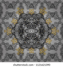 Furniture in classic style. Pattern on gray, black and yellow colors with golden elements. Luxury furniture. Patina. Small depth of field. Gray, black and yellow backdrop with gold trim. Carving.