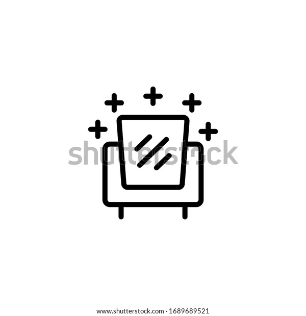 Furniture cleaning icon in linear, outline\
icon isolated on white\
background