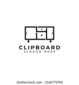 Furniture Clipboard Icon. Flat Vector Logo Design Template Element