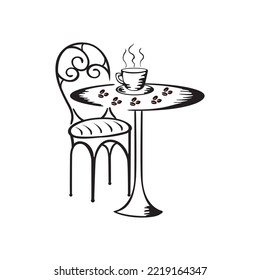 Furniture and coffee cup vector design with white background