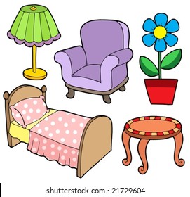 Furniture collection 1 on white background - vector illustration.