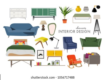 furniture collection. vector interior design elements. 