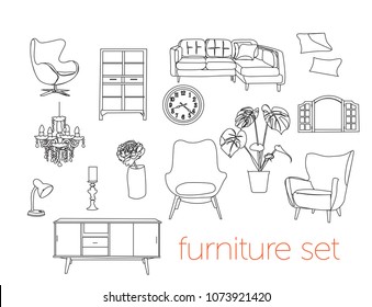 furniture collection. vector interior design elements. 