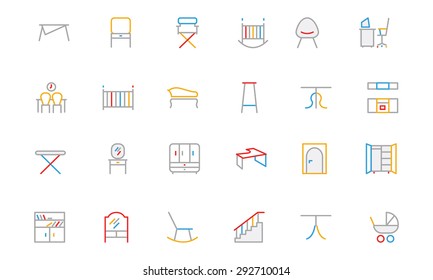 
Furniture Colored Outline Vector Icons 4
