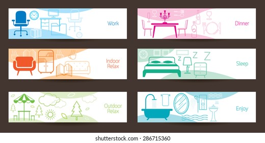 Furniture Concept Banner, Household, Home Interior Objects