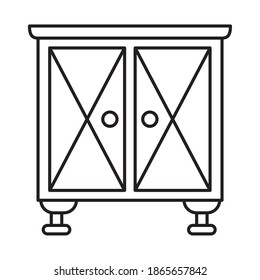 concepto de mobiliario, icono de tabla final sobre fondo blanco, estilo de línea, ilustración vectorial
