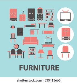 furniture concept icons, symbols on background, vector