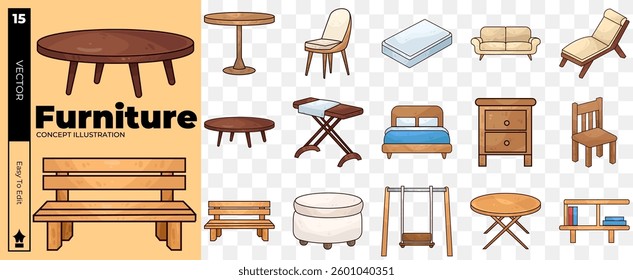 furniture concept illustrations. Set of furniture vector illustrations