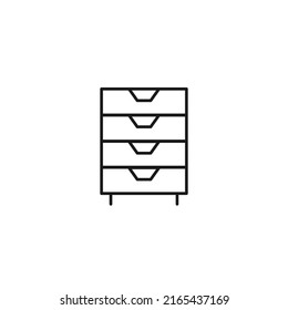 Furniture concept. Vector sign in flat style and editable stroke. Perfect for stores, shops, banners, web sites. Line icon of chest or commode 