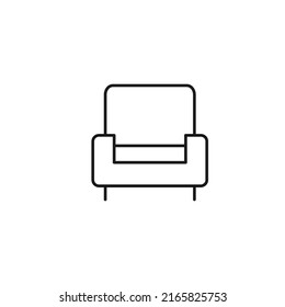 Furniture concept. Vector sign in flat style and editable stroke. Perfect for stores, shops, banners, web sites. Line icon of armchair 