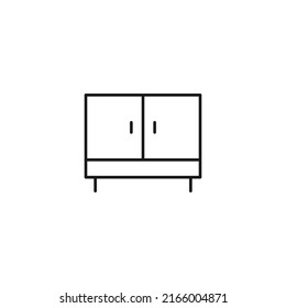 Furniture concept. Vector sign in flat style and editable stroke. Perfect for stores, shops, banners, web sites. Line icon of closet