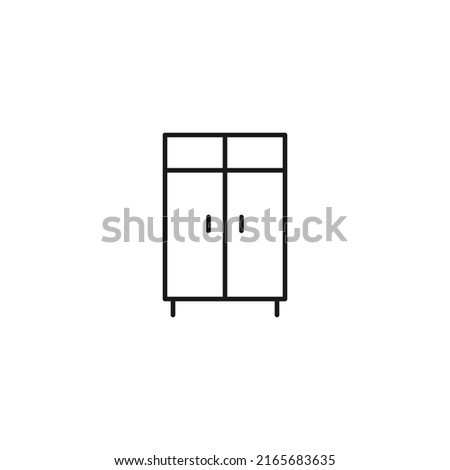 Furniture concept. Vector sign in flat style and editable stroke. Perfect for stores, shops, banners, web sites. Line icon of wardrobe or closet 