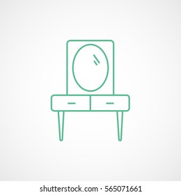 Furniture Console Mirror Green Line Icon On White Background
