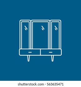 Furniture Console Mirror Line Icon On Blue Background
