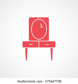 Furniture Console Mirror Red Flat Icon On White Background