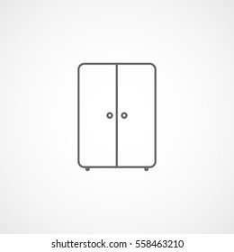 Furniture Cupboard Line Icon On White Background