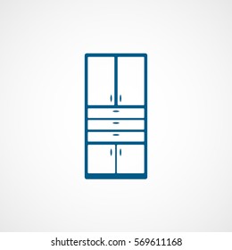 Furniture Cupboard Wardrobe Blue Flat Icon On White Background