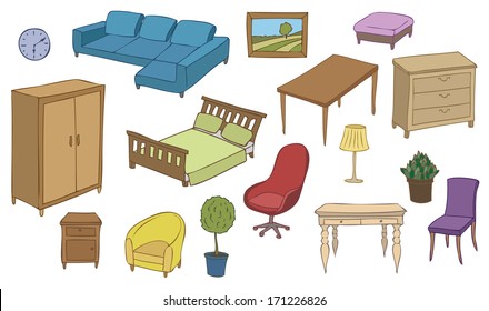 furniture   decoration color vector set