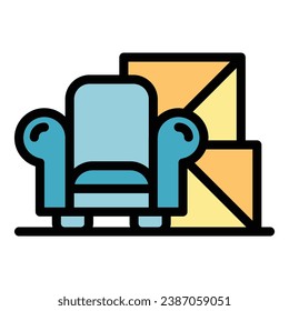 Furniture delivery icon outline vector. House relocation. Service move color flat