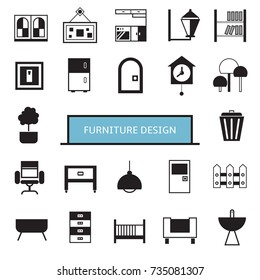 furniture design icons set