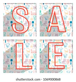 furniture design promotional material vector illustrations sale