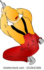 Furniture designer with a screwdriver in his hands in color