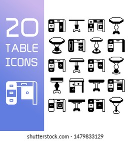 furniture desk and table icons set