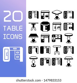 furniture desk and table icons set